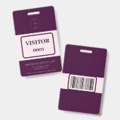 Steekproef Royal Crimson Barcode Visitor Kaart Badge (Voor- en achterkant)