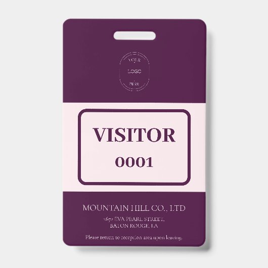 Steekproef Royal Crimson Barcode Visitor Kaart Badge (Voorzijde)