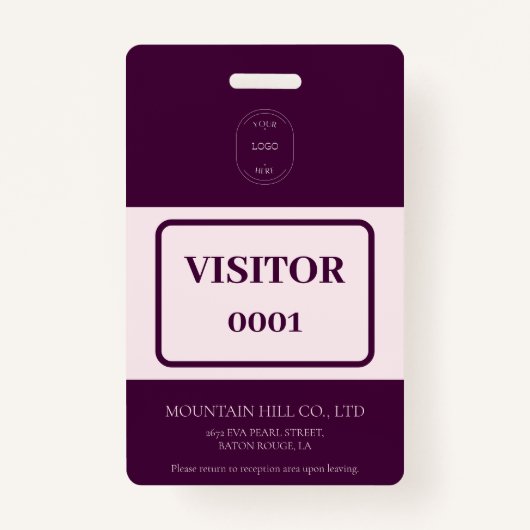 Steekproef Royal Crimson Barcode Visitor Kaart Badge (Voorkant)