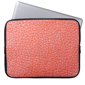 Steekproef van oranje lederbekleding laptop sleeve