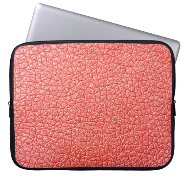 Steekproef van oranje lederbekleding laptop sleeve (Voorkant)