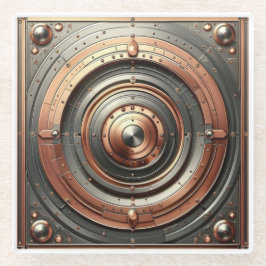 steel and copper metal object glazen onderzetter