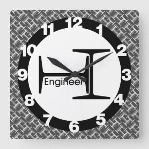 Steel Beam Engineer Pattern Vierkante Klok