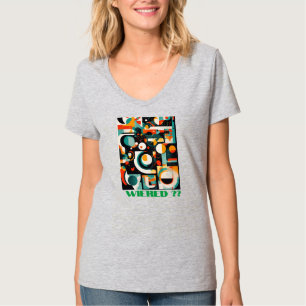 "Steel Bloom: V-hals T-shirt met stralende risogra
