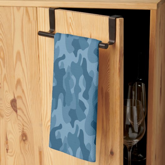 Steel Blue Monocolor Camo Theedoek (Derde Gevouwen)