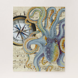 Steel Blue Octopus Music Compass Legpuzzel