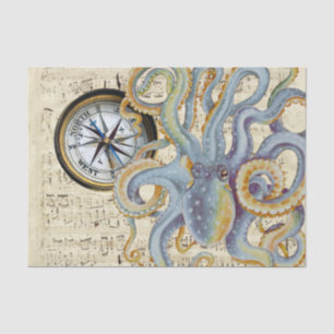 Steel Blue Octopus Music Compass Tissuepapier