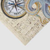 Steel Blue Octopus Music Compass Tissuepapier (Detail)
