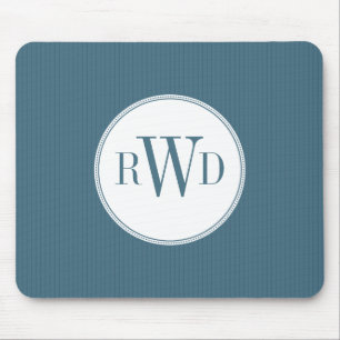 Steel Blue Pinstripe Monogram Mousepad Muismat