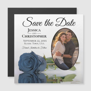 Steel Blue Roos Wedding Save the Date Photo Magnet