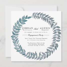 Steel Blue Vine | Waterverf Engagement Party Kaart