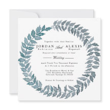 Steel Blue Vine | Waterverf krans bruiloft