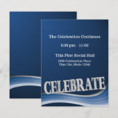 Steel Blue Wave Celebration Receptie Kaart (Voorkant / Achterkant)