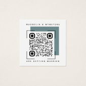 Steel Blue Wedding QR Code Enclosure Kaart (Voorkant)