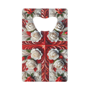 Steel Bottle Opener met Engelse Rozen Kredietkaart Flessenopener