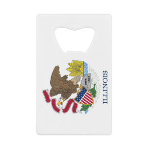 Steel Bottle Opener met vlag van Illinois, Verenig Kredietkaart Flessenopener
