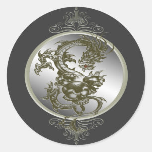 Steel Dragon-Stickers Ronde Sticker