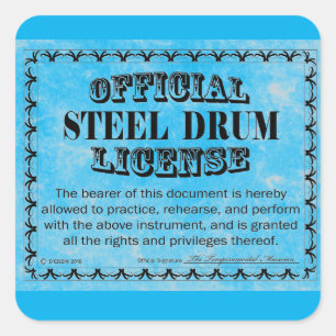 Steel Drum Licence Square Sticker