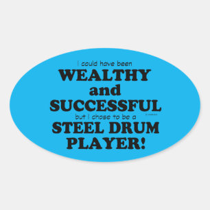 Steel Drum Wealthy & Succesvolle Oval Sticker