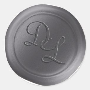Steel Grey 2 Letter Monogram Wax Seal Stickers