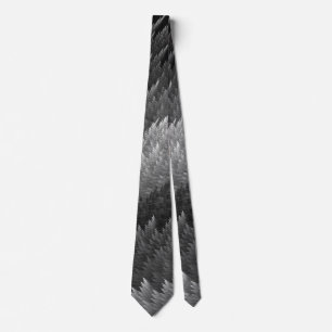 Steel Grey Pewter Tartan Feather Pattern Stropdas