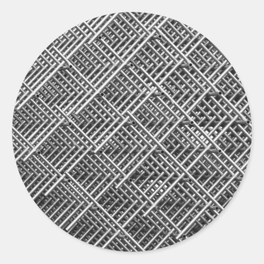 Steel Grid Industrial Mesh Pattern Ronde Sticker (Voorkant)