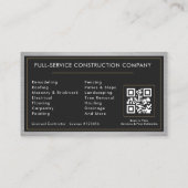 Steel Home Renovation Black QR Code Visitekaartje (Achterkant)