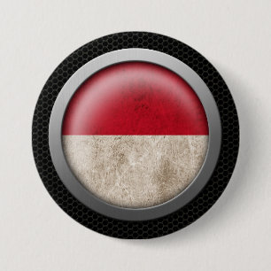 Steel Mesh Indonesische vlag Grafisch Ronde Button 7,6 Cm