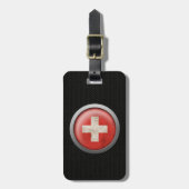 Steel Mesh Swiss Flag Disk Graphic Bagagelabel (Voorkant verticaal)