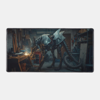 Steel Serpent – Mech Dragon Wolf Mousepad Bureaumat