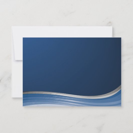 Steel Wave Blauw en Zilver Respons RSVP Kaartje (Achterkant)