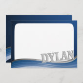 Steel Wave met de naam Dylan Flat Note Notitiekaartje (Voorkant / Achterkant)