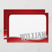Steel Wave Red met de naam William Flat Note Notitiekaartje (Voorkant / Achterkant)