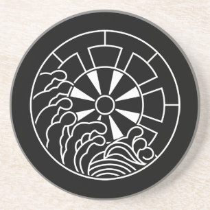 Steen houdende grond verwijderd golf met Genji kar Zandsteen Onderzetter