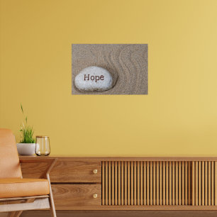 steen in zand met het woord hoop poster