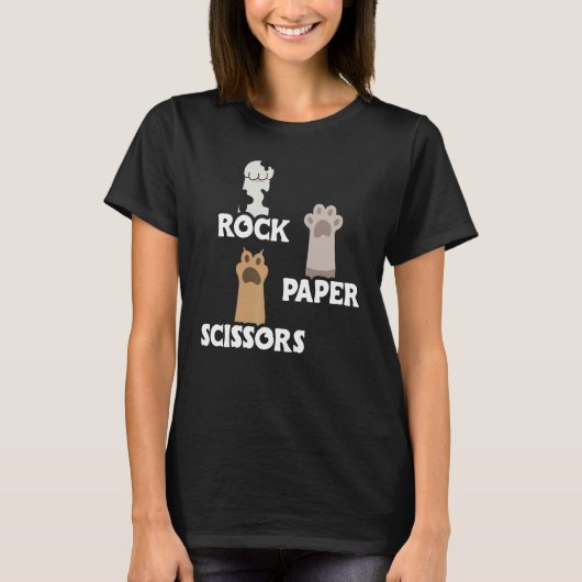 Steen Papier Schaar Kat Pootjes Schattige Kitten K T-shirt (Voorkant)