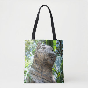 Steen tijger op een canvas tas