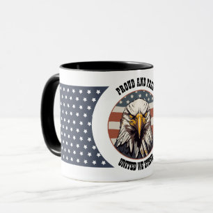 Steenarend Buste met Amerikaanse Vlag Achtergrond Mok
