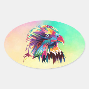 Steenarend Geometrisch Prismatisch Ontwerp-80590 Ovale Sticker