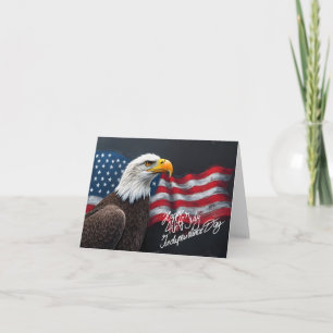 Steenarend met Amerikaanse vlag 4 juli-kunst Bedankkaart
