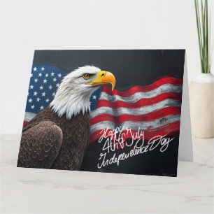 Steenarend met Amerikaanse vlag 4 juli-kunst Bedankkaart