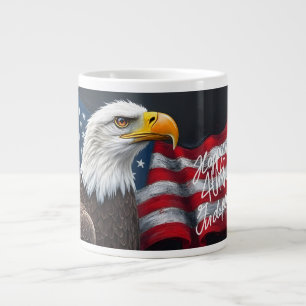 Steenarend met Amerikaanse vlag 4 juli-kunst Extra Grote Beker