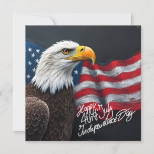 Steenarend met Amerikaanse Vlag 4 juli Kunst Notitiekaartje