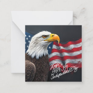 Steenarend met Amerikaanse vlag 4 juli-kunst Notitiekaartje