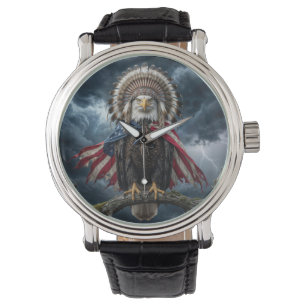 Steenarend met een Amerikaanse vlag cape Horloge