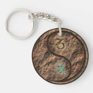 Steenbok & Aarde Hond Sleutelhanger