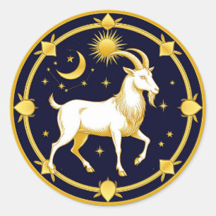 Steenbok Astrologie Symbool Kunst ♑✨ Ronde Sticker