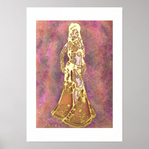 Steenbok Bellydancer kaarten Folie Afdrukken