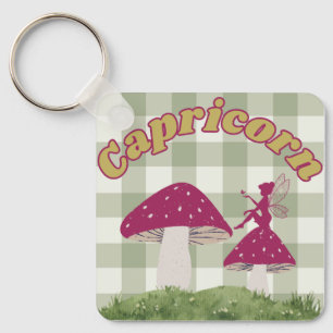 Steenbok CottageCore Esthetische Fairy Mushroom Ar Sleutelhanger