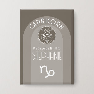 Steenbok Custom Verjaardag Zodiac - Modern Design Button
